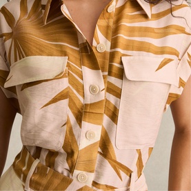 Harri Palm Print Belted Playsuit