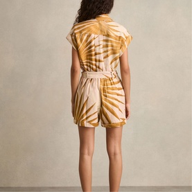 Harri Palm Print Belted Playsuit