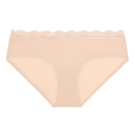 Calvin Klein brief in Cedar, smooth microfibre fabric with delicate scalloped lace waistband trim, hipster cut