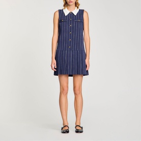 Pinstripe Collared Mini Dress