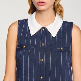 Pinstripe Collared Mini Dress