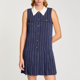 Pinstripe Collared Mini Dress