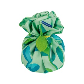 Ravensburger 3-in-1 Bird's Nest Stacking Cups green and blue printed silicone carry bag with leaf-shaped toggle closure