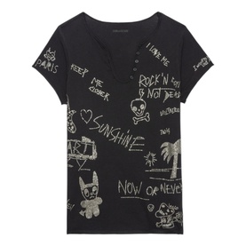Tunisien Graphic Printed Henley T-Shirt