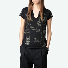 Tunisien Graphic Printed Henley T-Shirt