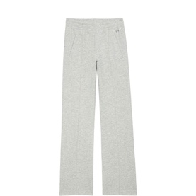 Zadig Chill Wings Logo Sweatpants in grey, wide-leg fleece style with ZV rhinestone wings detail and side pockets