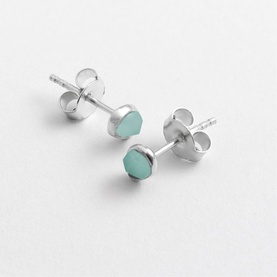 Aqua Chalcedony Stepping Stone Stud Earrings