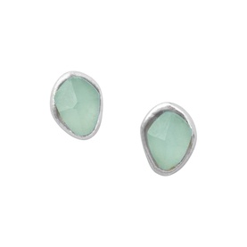 Aqua Chalcedony Stepping Stone Stud Earrings