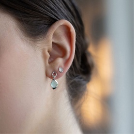 Aqua Chalcedony Stepping Stone Stud Earrings