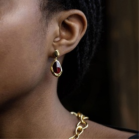 Garnet Large Stepping Stone Earrings