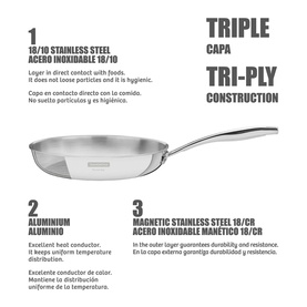 3-Ply Stainless Steel Frying Pan 30cm