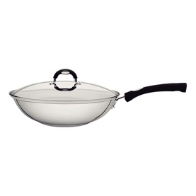 Stainless Steel Wok with Glass Lid 28cm