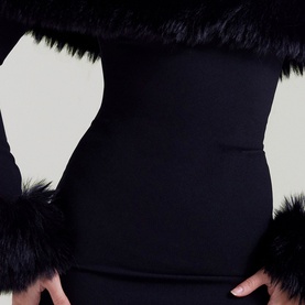 Keilani Faux-Fur Trim Mini Dress