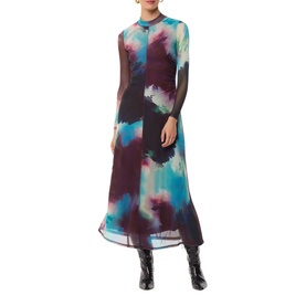 Printed Mesh Flared Dress