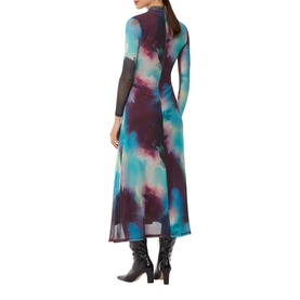 Printed Mesh Flared Dress