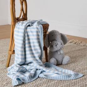 Blue Stripe Cotton Baby Blanket