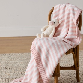 Pink Stripe Cotton Baby Blanket