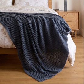 Denim Knitted Ribbed Bed Blanket