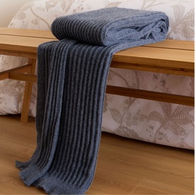 Denim Knitted Ribbed Bed Blanket
