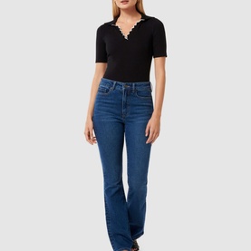 Nila Scallop-Trim Polo Shirt