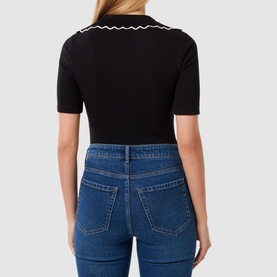 Nila Scallop-Trim Polo Shirt