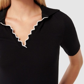 Nila Scallop-Trim Polo Shirt