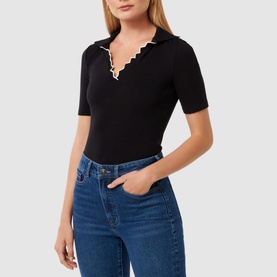 Nila Scallop-Trim Polo Shirt