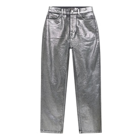 High-Rise Coated Straight Leg Jeans