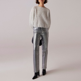 High-Rise Coated Straight Leg Jeans
