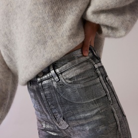 High-Rise Coated Straight Leg Jeans