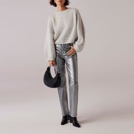 High-Rise Coated Straight Leg Jeans