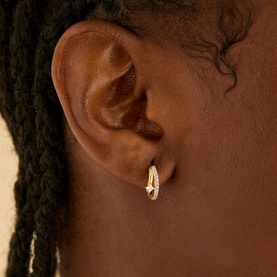 Pav&eacute; Crystal Illusion Huggie Earrings
