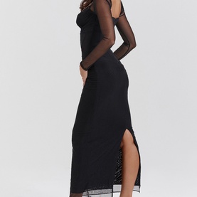 Katarina Mesh-Sleeve Fitted Dress