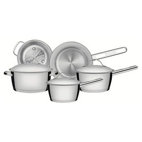 Tramontina Allegra Stainless Steel Five-Piece Cookware Set including saucepan, casseroles, frying pan and steamer with lids