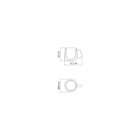 Tramontina Double Walled Coffee and Tea Cups with Handles Set of Two, technical dimension diagram showing 12.7cm width and 8.5cm height measurements