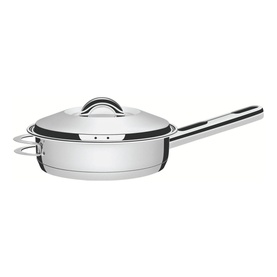 Tramontina Stainless Steel Saute Pan with Handles 28cm, polished finish, with domed lid and long handle