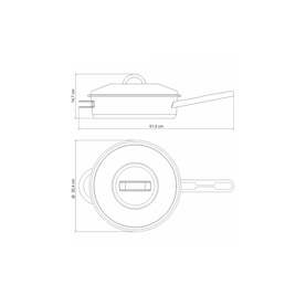 Tramontina Stainless Steel Saute Pan with Handles 28cm technical diagram showing top and side profile views with dimensions