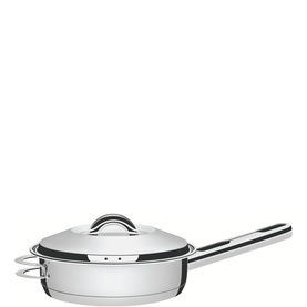 Tramontina Stainless Steel Saute Pan with Handles 28cm, polished finish, with domed lid and long handle