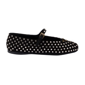 Suede Embellished Ballet Flats