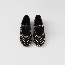 Suede Embellished Ballet Flats