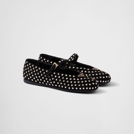 Suede Embellished Ballet Flats