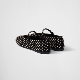 Suede Embellished Ballet Flats
