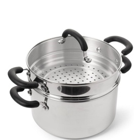 Induction Stockpot with Steamer Basket 24cm