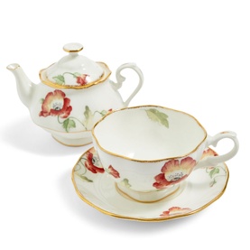 Poppy Tea for One Teapot, Cup & Saucer Three-Piece Set