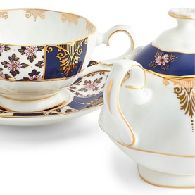 Regency Blue Tea for One Teapot, Cup & Saucer Three-Piece Set