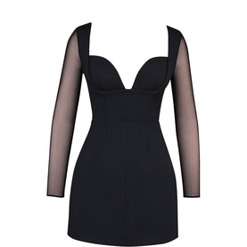 HOUSE OF CB Keilani Faux-Fur Trim Mini Dress
