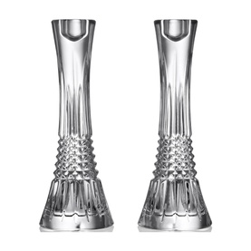 Lismore Diamond Candlestick Holders Set of Two 25cm