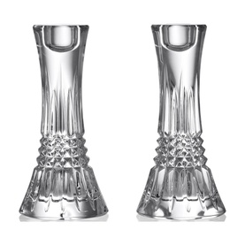 Lismore Diamond Candlestick Holders Set of Two 17cm