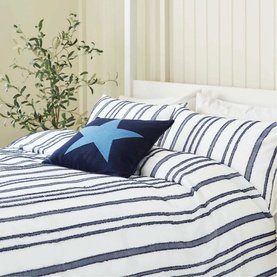 Clipped Duvet Set Navy