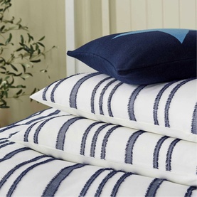 Clipped Duvet Set Navy